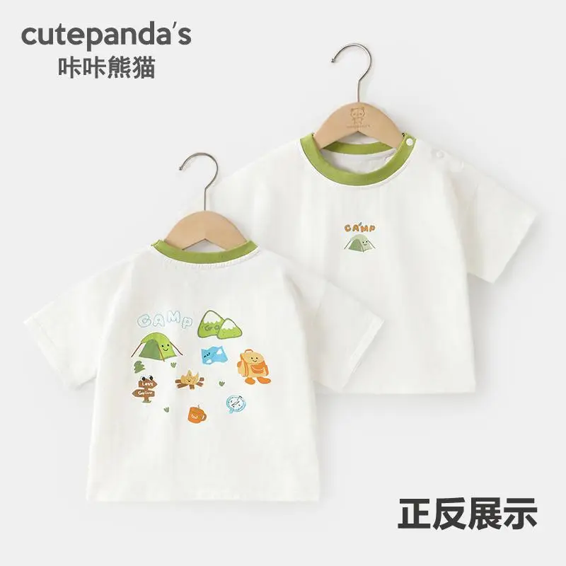 Kaka Panda Boys T-Shirt Summer Wear White Green Blue Light - Image 2