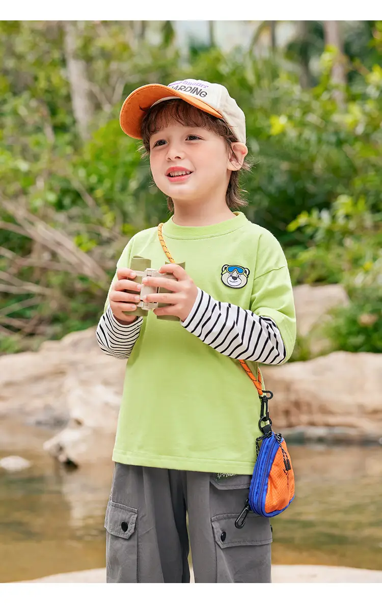 Boys Fake Two-Piece Long Sleeve T-Shirt Spring Outfit Set — feature 24
