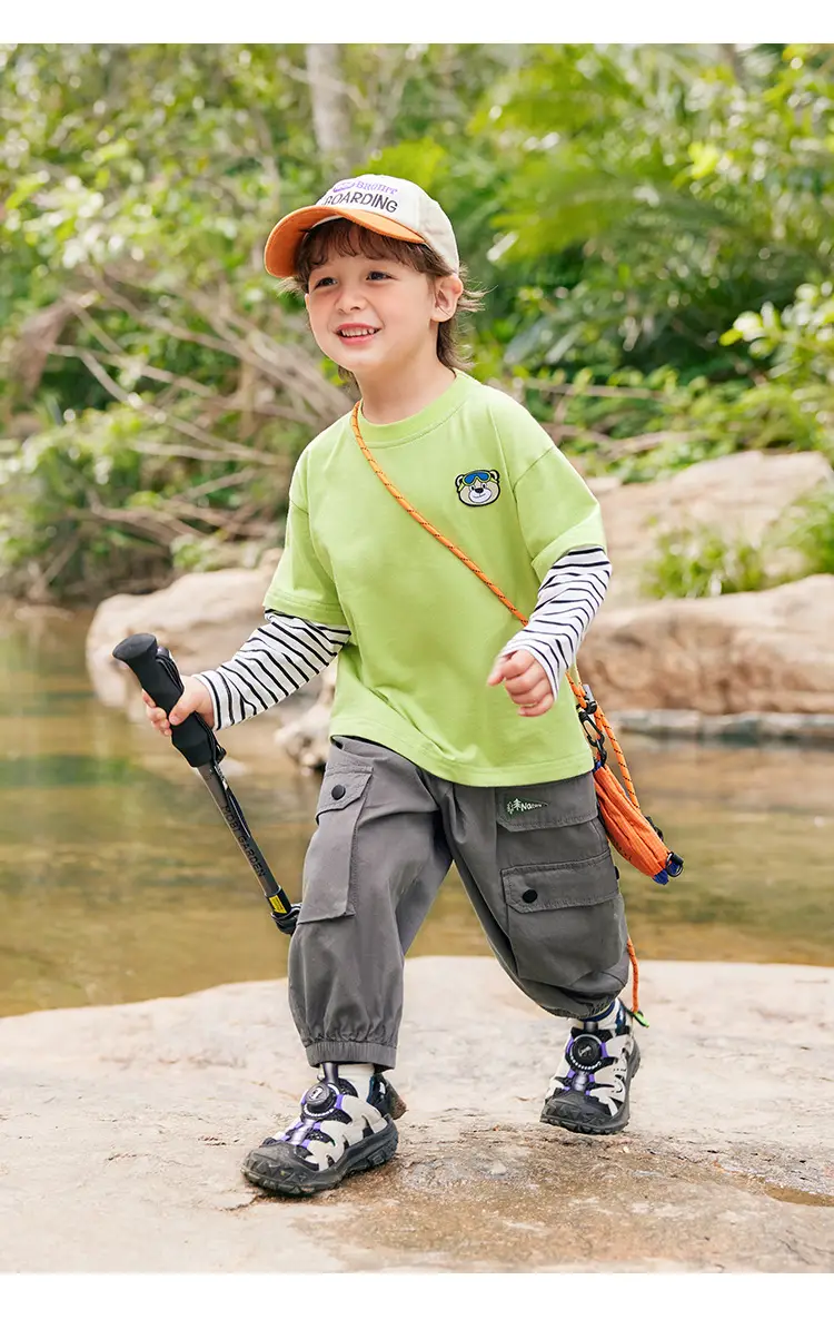 Boys Fake Two-Piece Long Sleeve T-Shirt Spring Outfit Set — feature 27