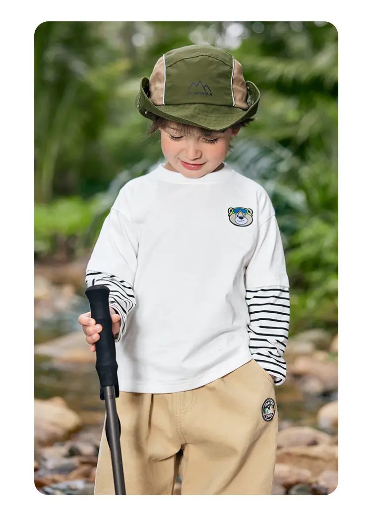 Boys Fake Two-Piece Long Sleeve T-Shirt Spring Outfit Set — feature 29