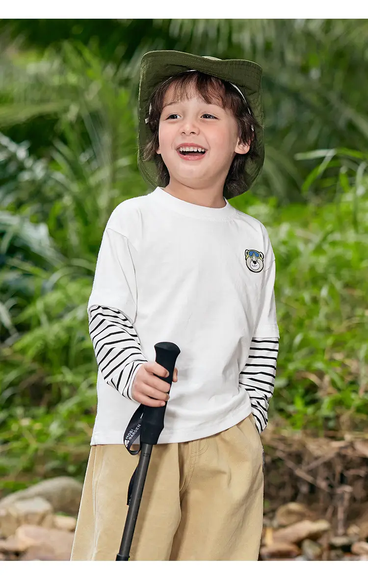 Boys Fake Two-Piece Long Sleeve T-Shirt Spring Outfit Set — feature 31