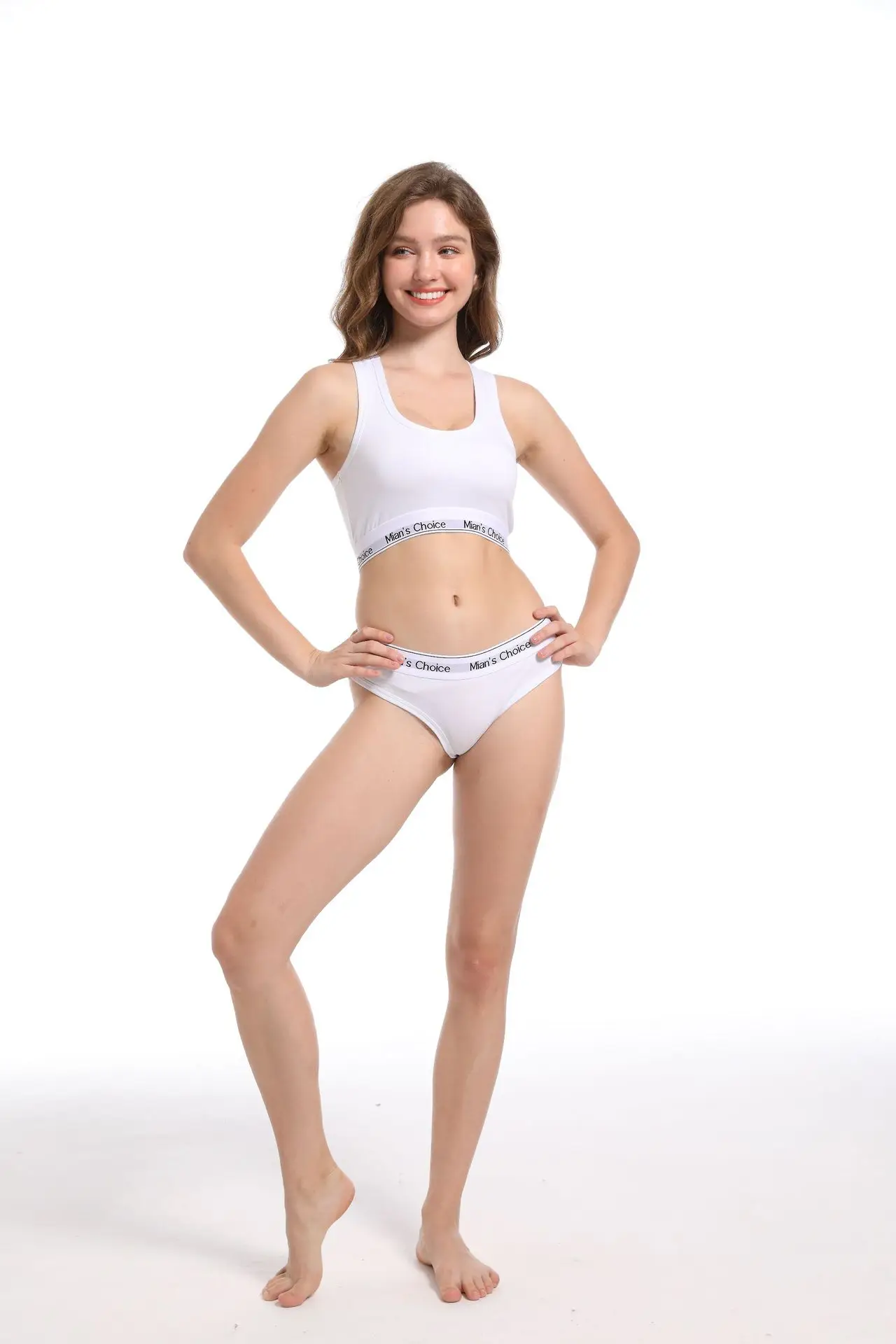 Women's White Sports Bra Boxer Briefs Set — feature 14