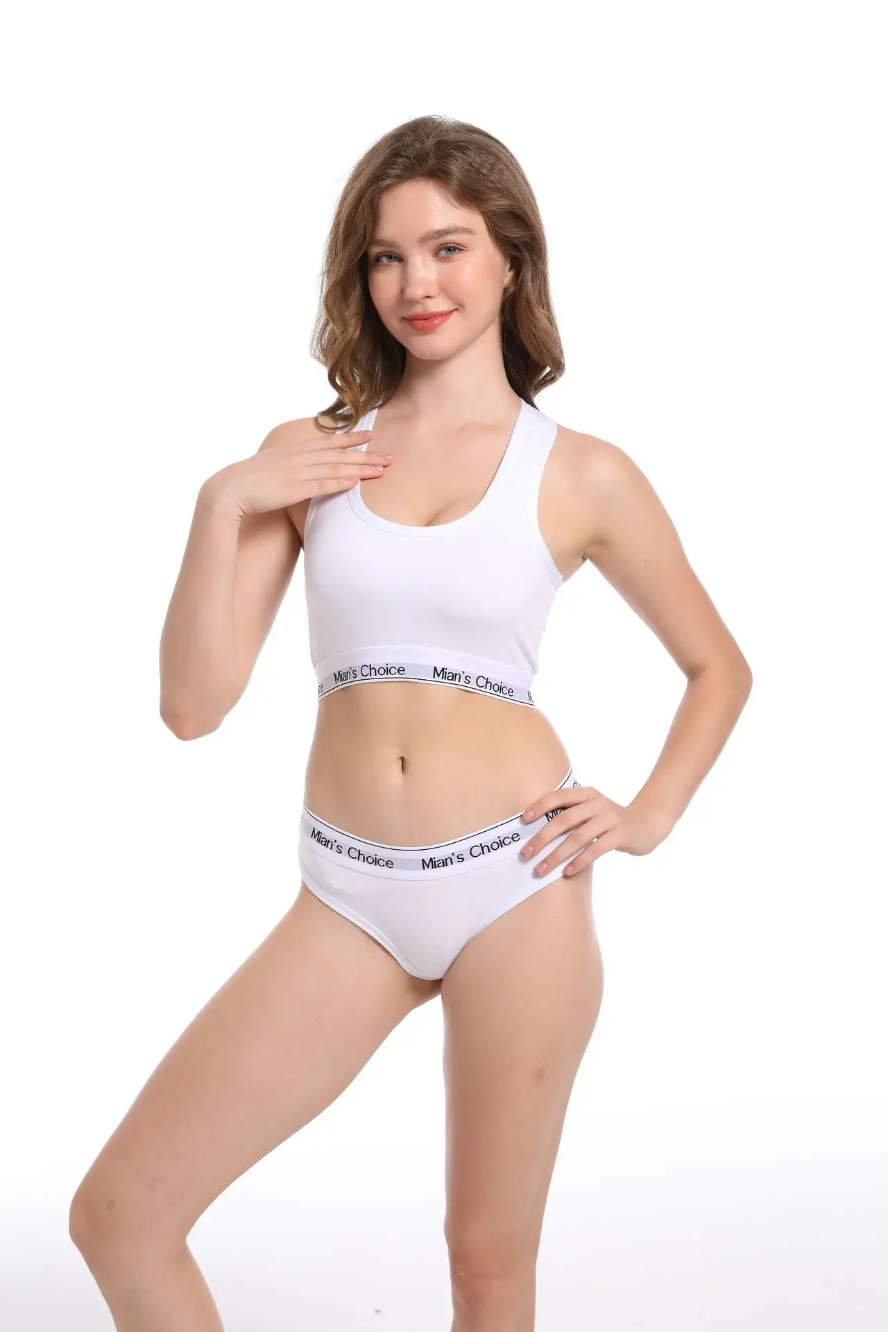 Women's White Sports Bra Boxer Briefs Set — feature 15