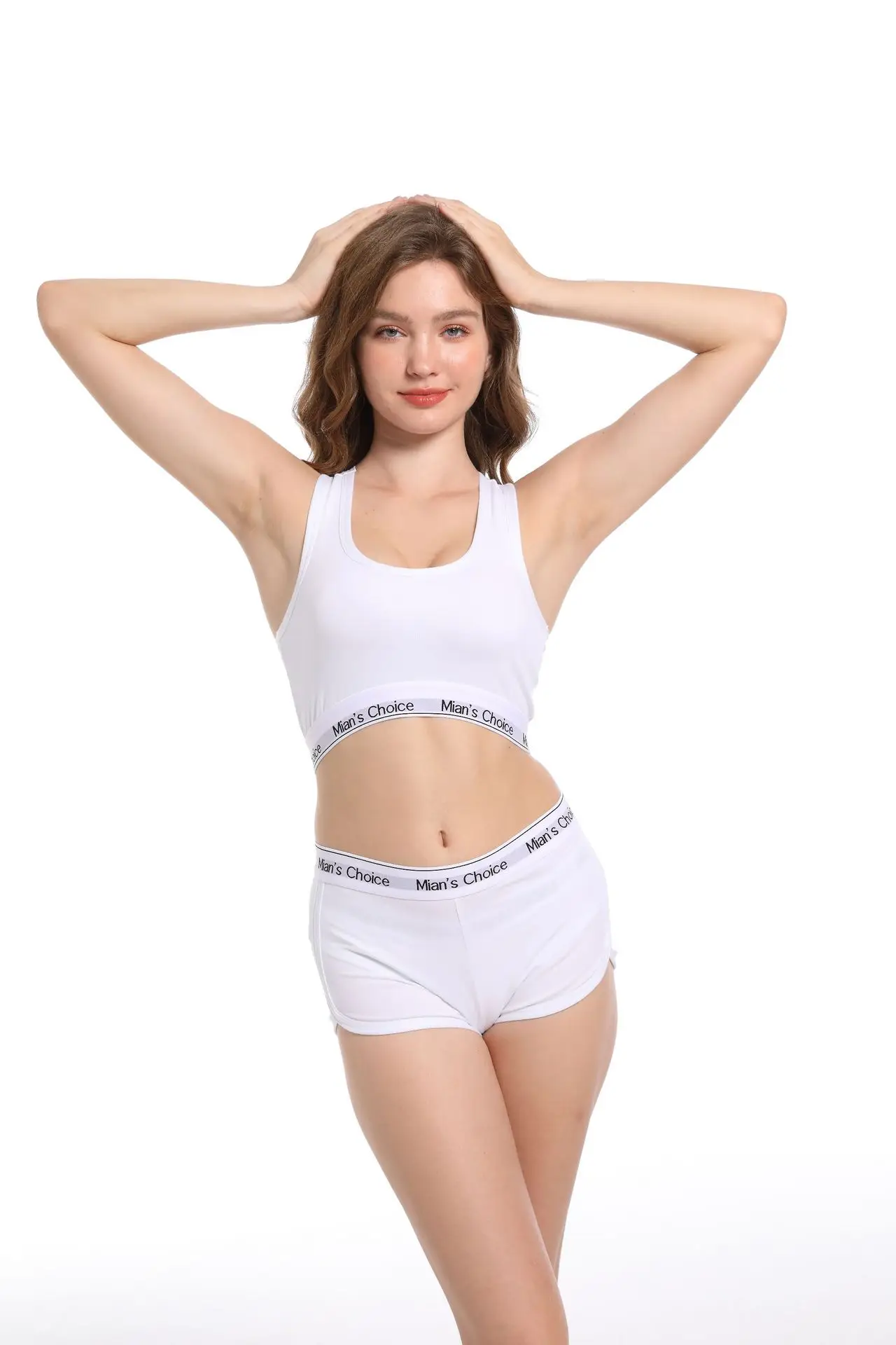 Women's White Sports Bra Boxer Briefs Set — feature 16