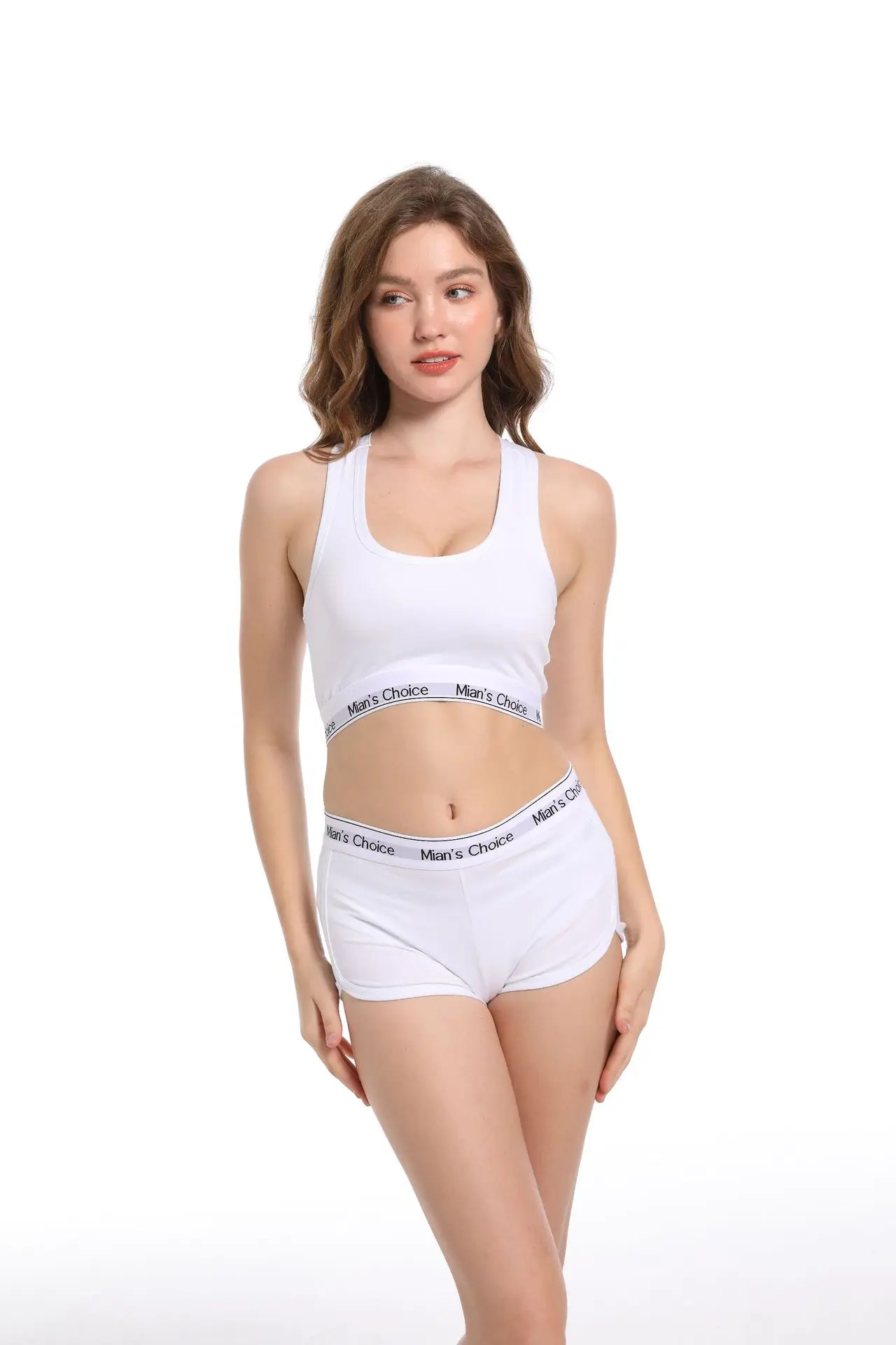 Women's White Sports Bra Boxer Briefs Set — feature 17