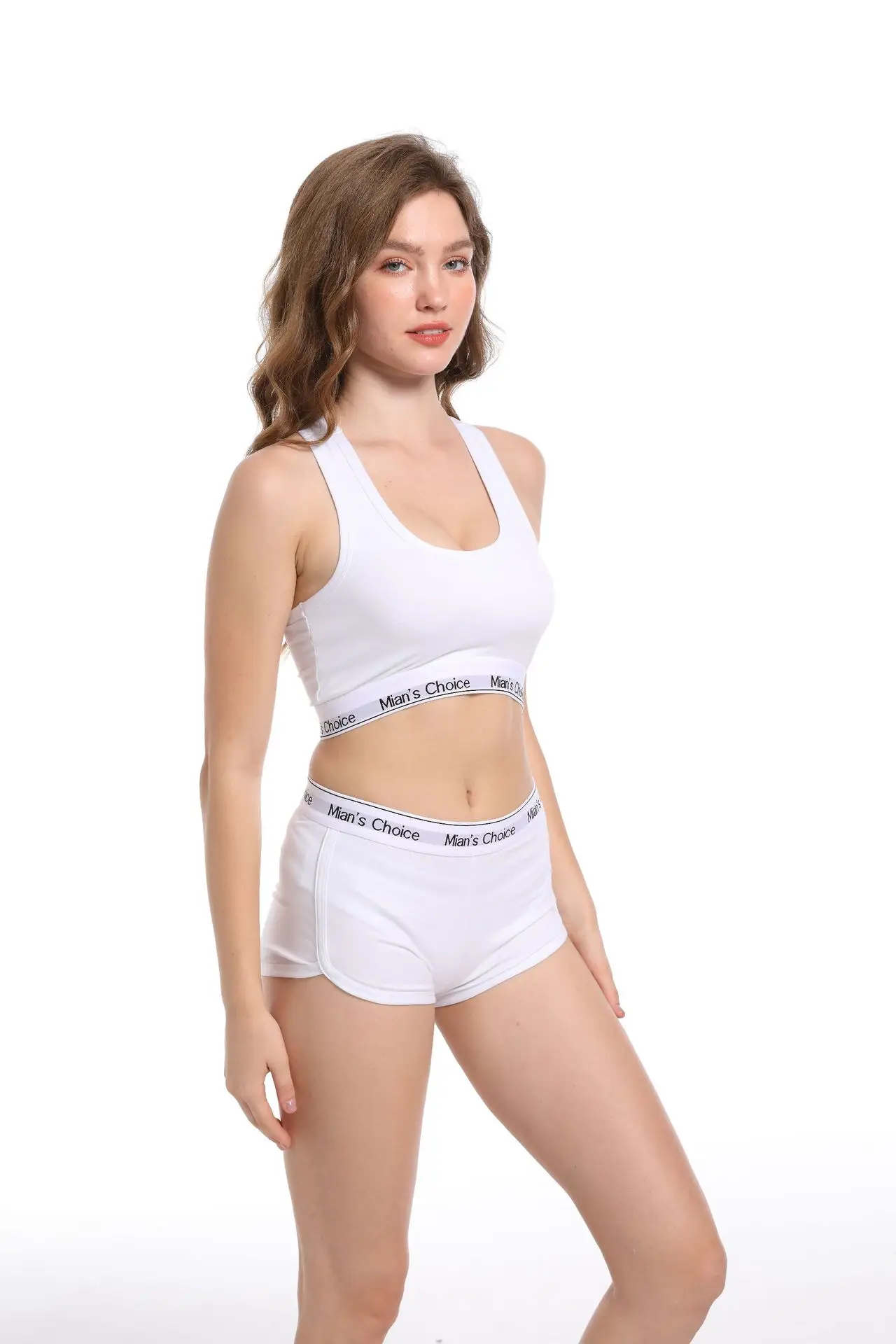 Women's White Sports Bra Boxer Briefs Set — feature 18