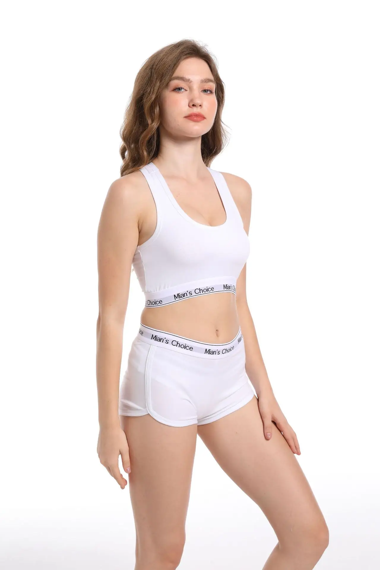 Women's White Sports Bra Boxer Briefs Set — feature 19