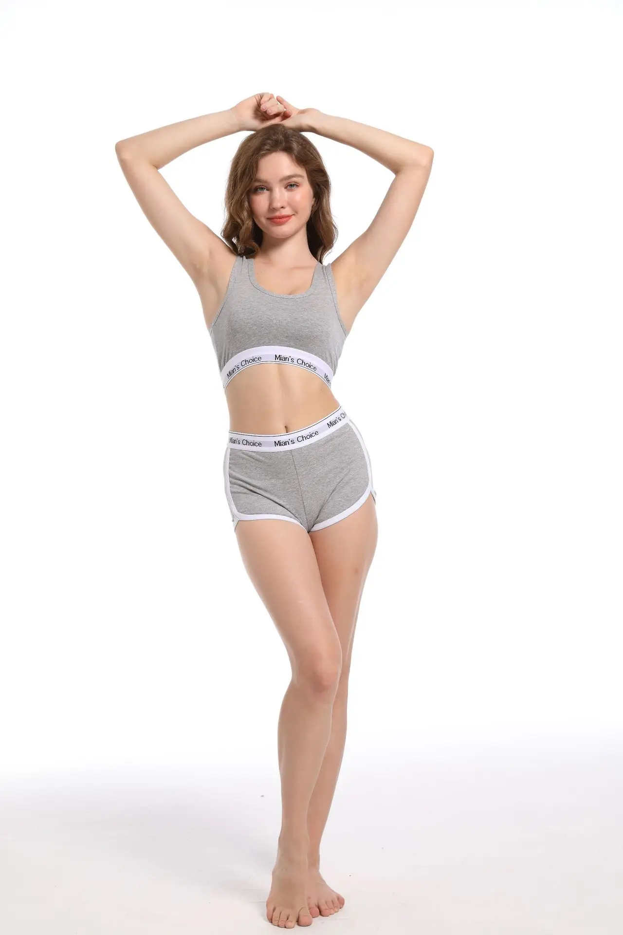 Women's White Sports Bra Boxer Briefs Set — feature 3