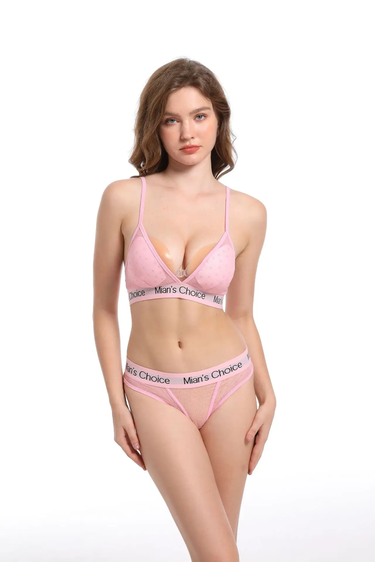 Wire-Free Lace Bikini Set with Push-Up Bra & Breast Pads
