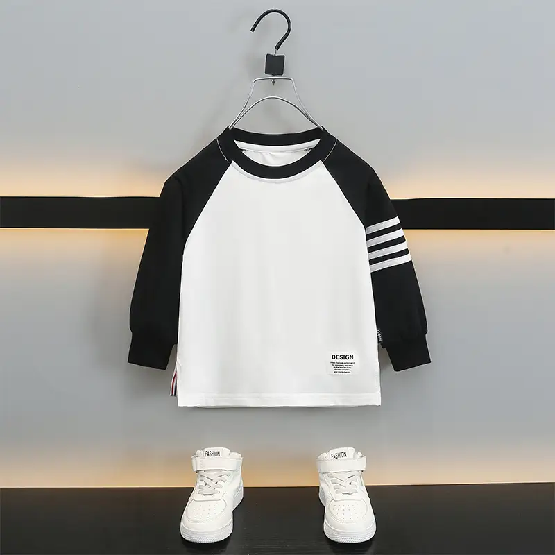 Boys Long Sleeve T-Shirt White Black 2025 - Image 2
