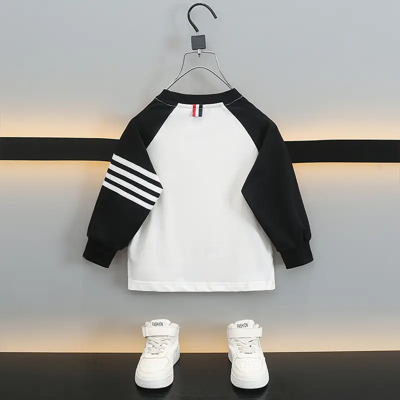 Boys Long Sleeve T-Shirt White Black 2025 - Image 3