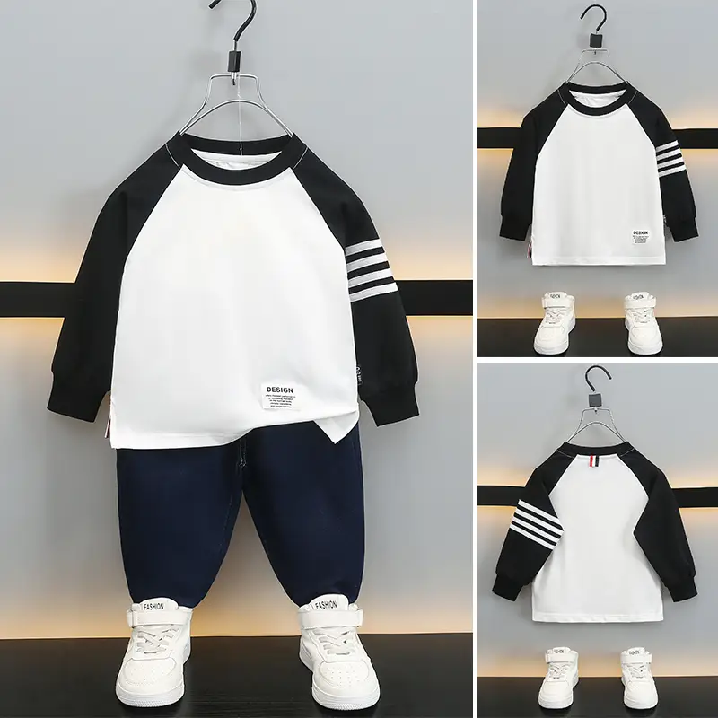 Boys Long Sleeve T-Shirt White Black 2025 - Image 4