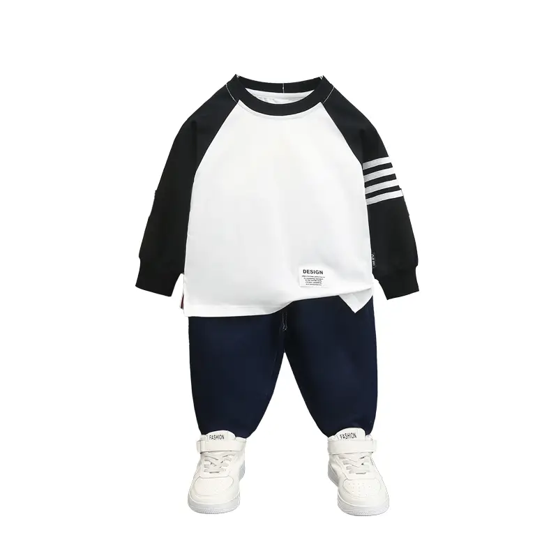 Boys Long Sleeve T-Shirt White Black 2025 - Image 6