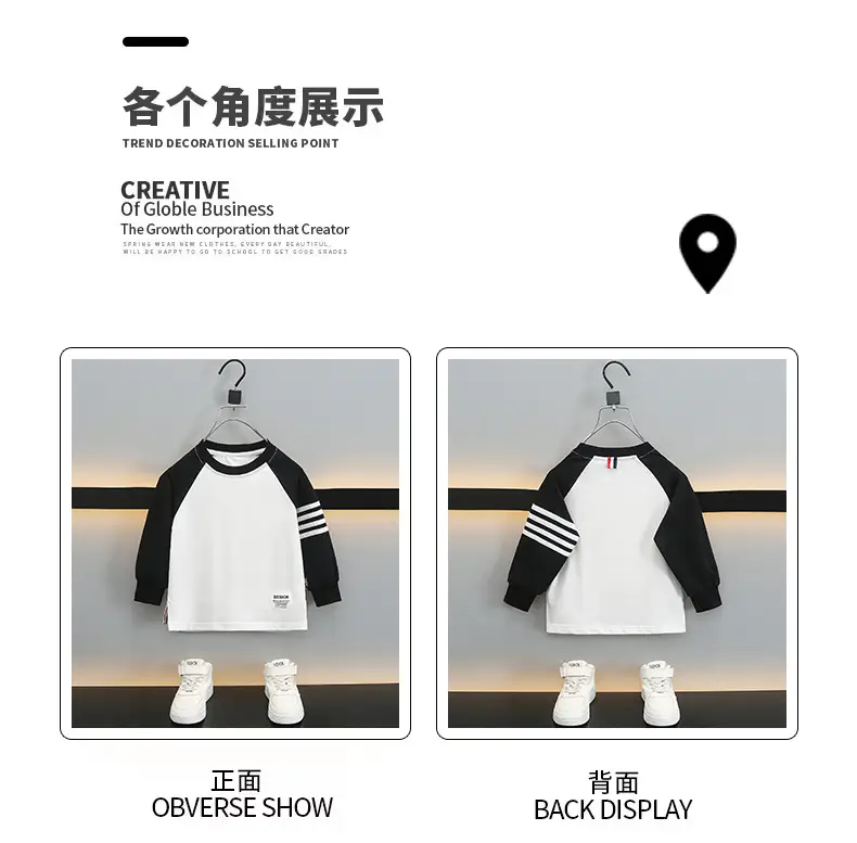 Boys Long Sleeve T-Shirt White Black 2025 — feature 4
