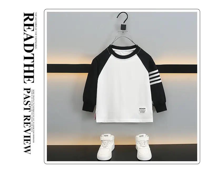 Boys Long Sleeve T-Shirt White Black 2025 — feature 6