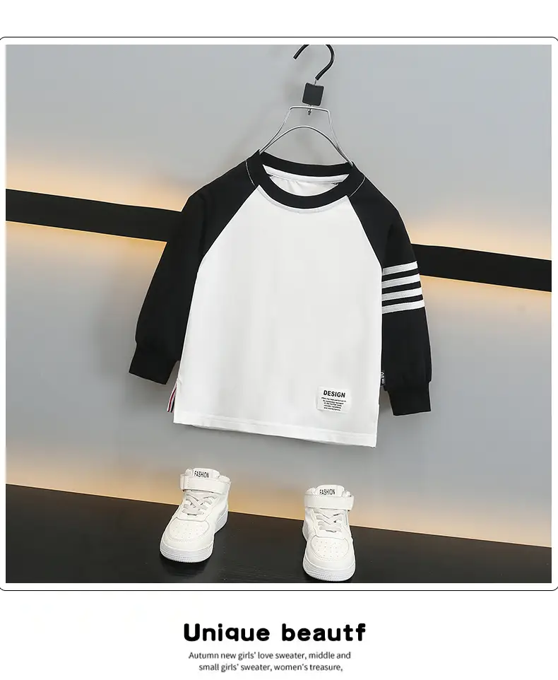 Boys Long Sleeve T-Shirt White Black 2025 — feature 7
