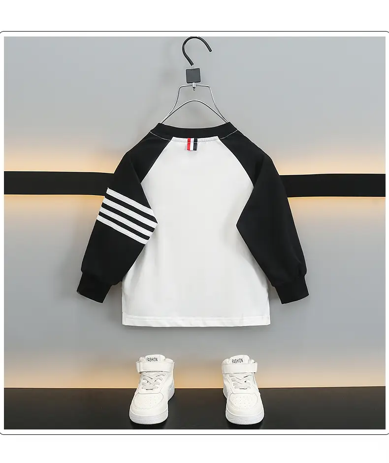 Boys Long Sleeve T-Shirt White Black 2025 — feature 8