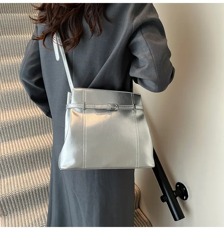 Silver Leather Commuter Bag for Women 2025 Spring Summer — feature 35