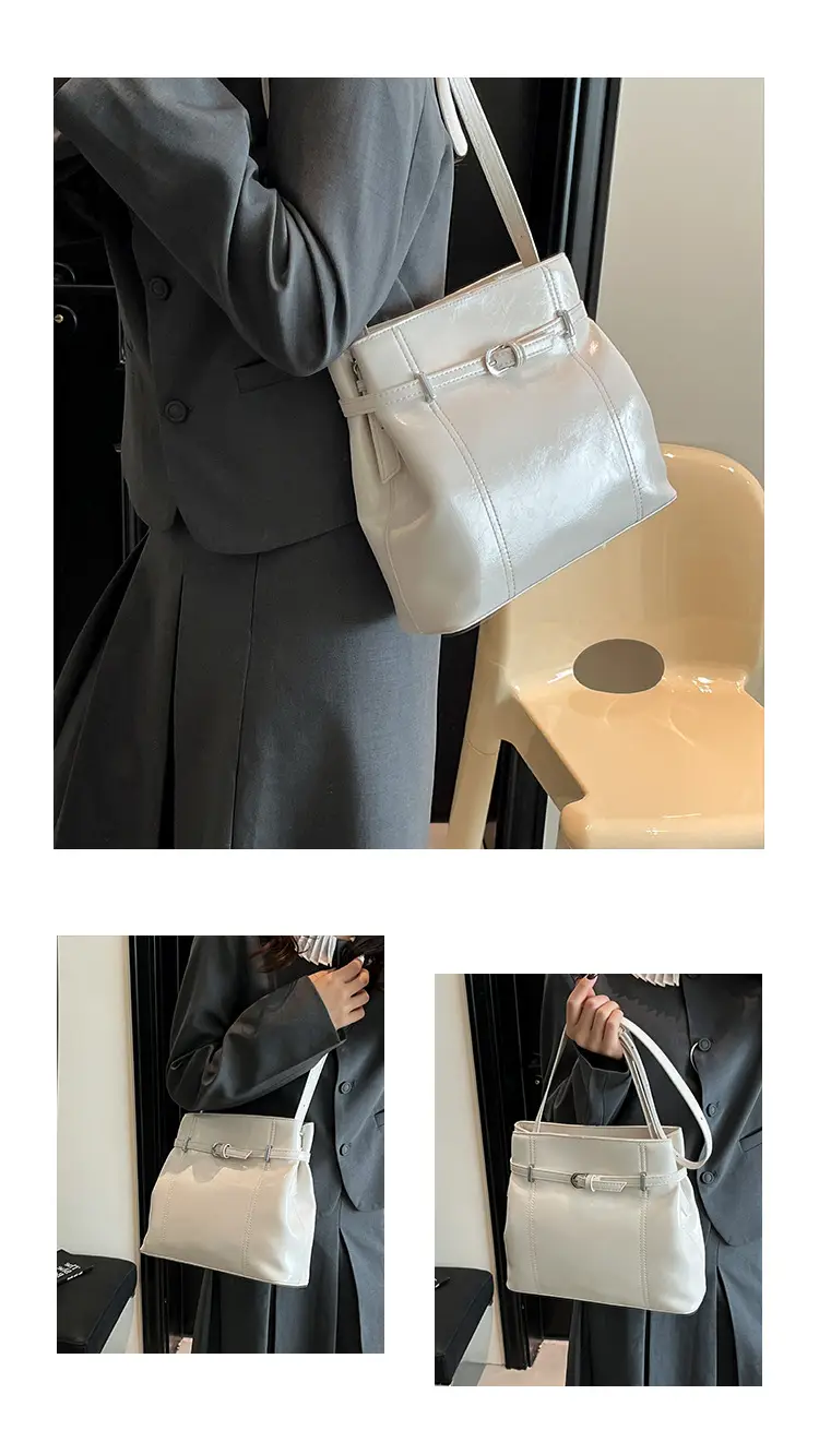 Silver Leather Commuter Bag for Women 2025 Spring Summer — feature 4