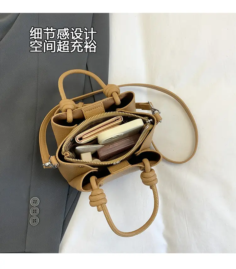 Women's Vintage Bucket Bag Tan 2025 New Arrival — feature 9