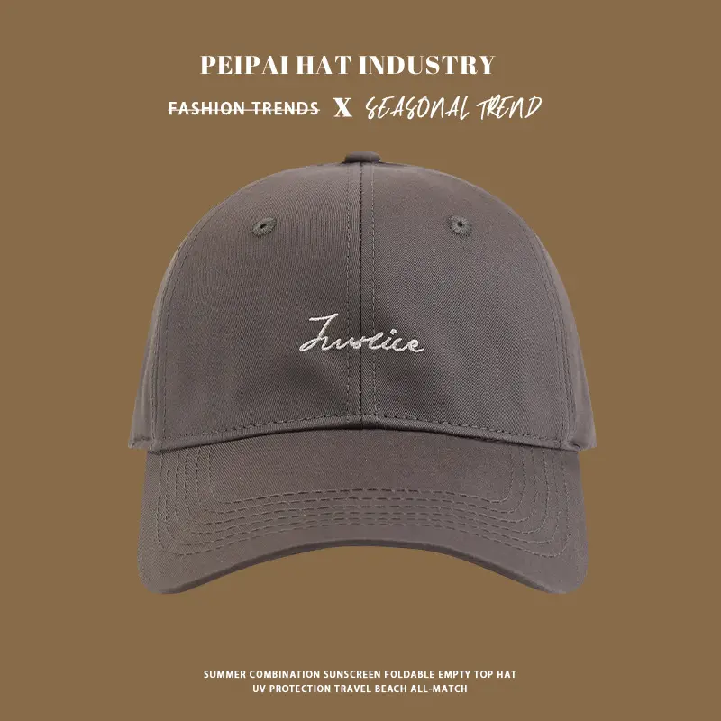 2025 New Letter Embroidery Cap Women's Big Head Face Small Baseball Cap Korean Versatile Couple Cap Men