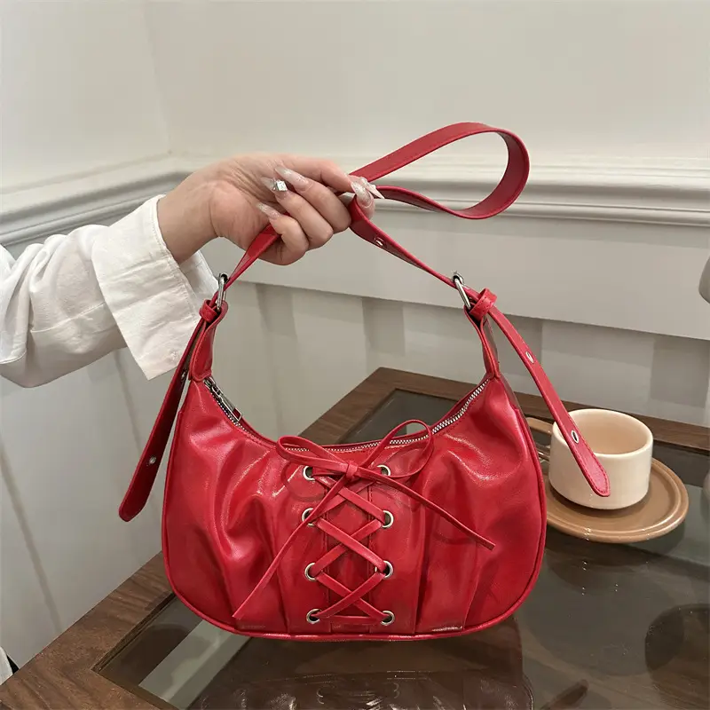 White Pleated Shoulder Bag for Women