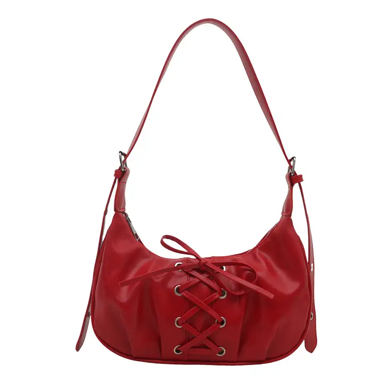 White Pleated Shoulder Bag for Women