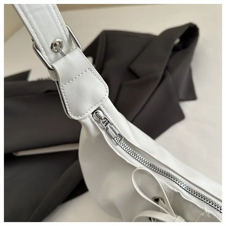 White Pleated Shoulder Bag for Women — feature 10