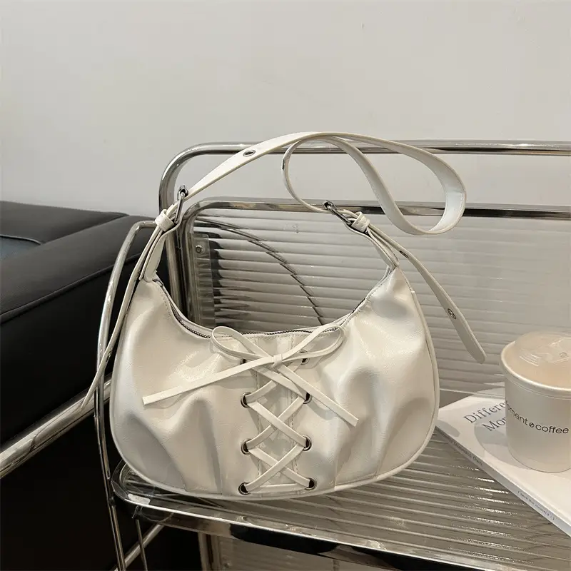 White Pleated Shoulder Bag for Women — feature 18
