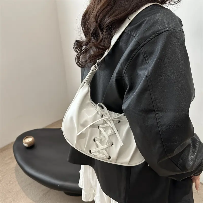 White Pleated Shoulder Bag for Women — feature 22