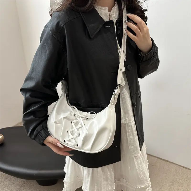 White Pleated Shoulder Bag for Women — feature 23