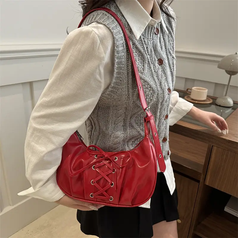 White Pleated Shoulder Bag for Women — feature 25
