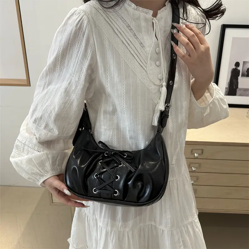 White Pleated Shoulder Bag for Women — feature 29