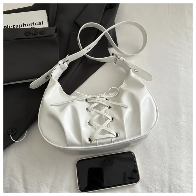 White Pleated Shoulder Bag for Women — feature 5