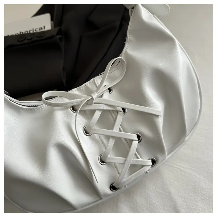 White Pleated Shoulder Bag for Women — feature 8