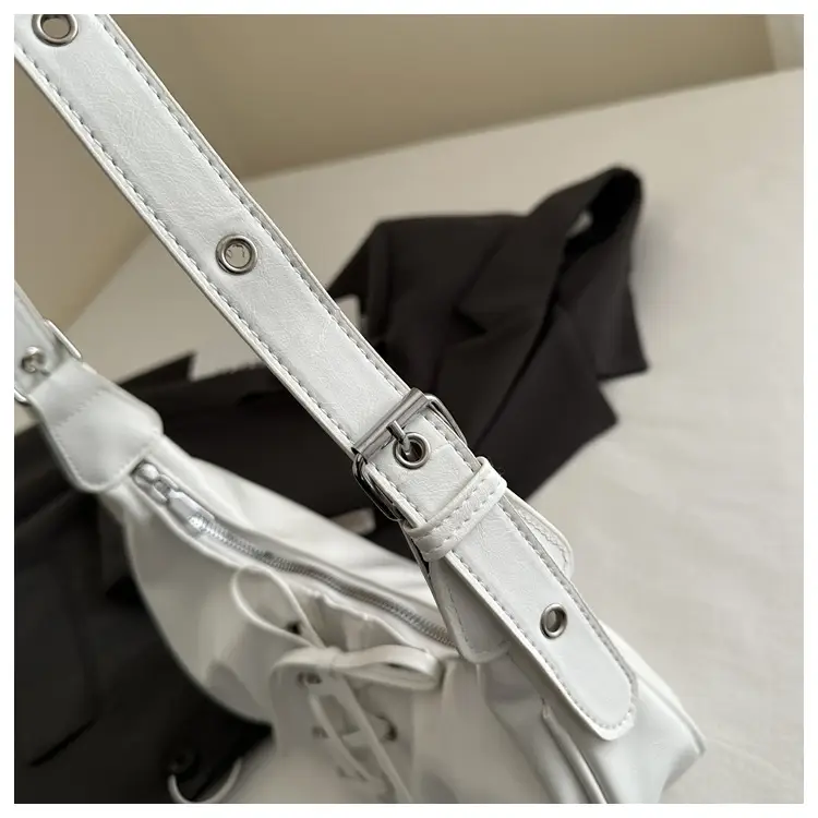 White Pleated Shoulder Bag for Women — feature 9