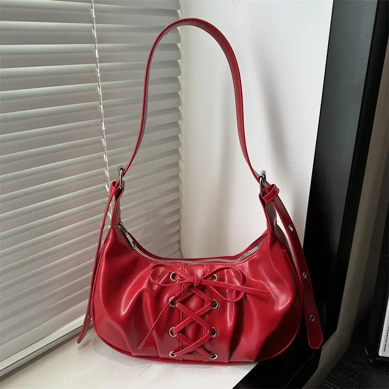 White Pleated Shoulder Bag for Women