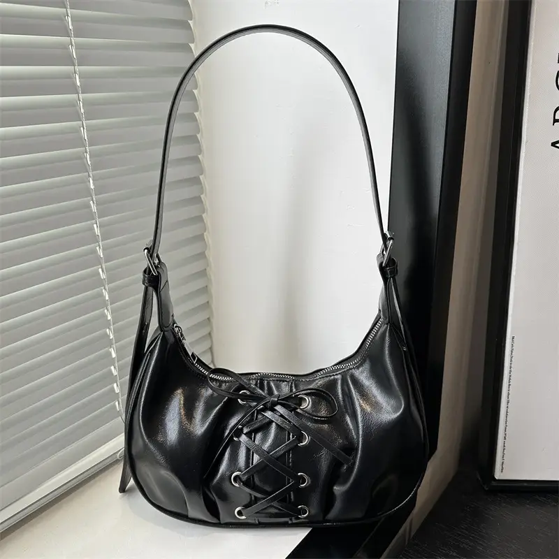White Pleated Shoulder Bag for Women