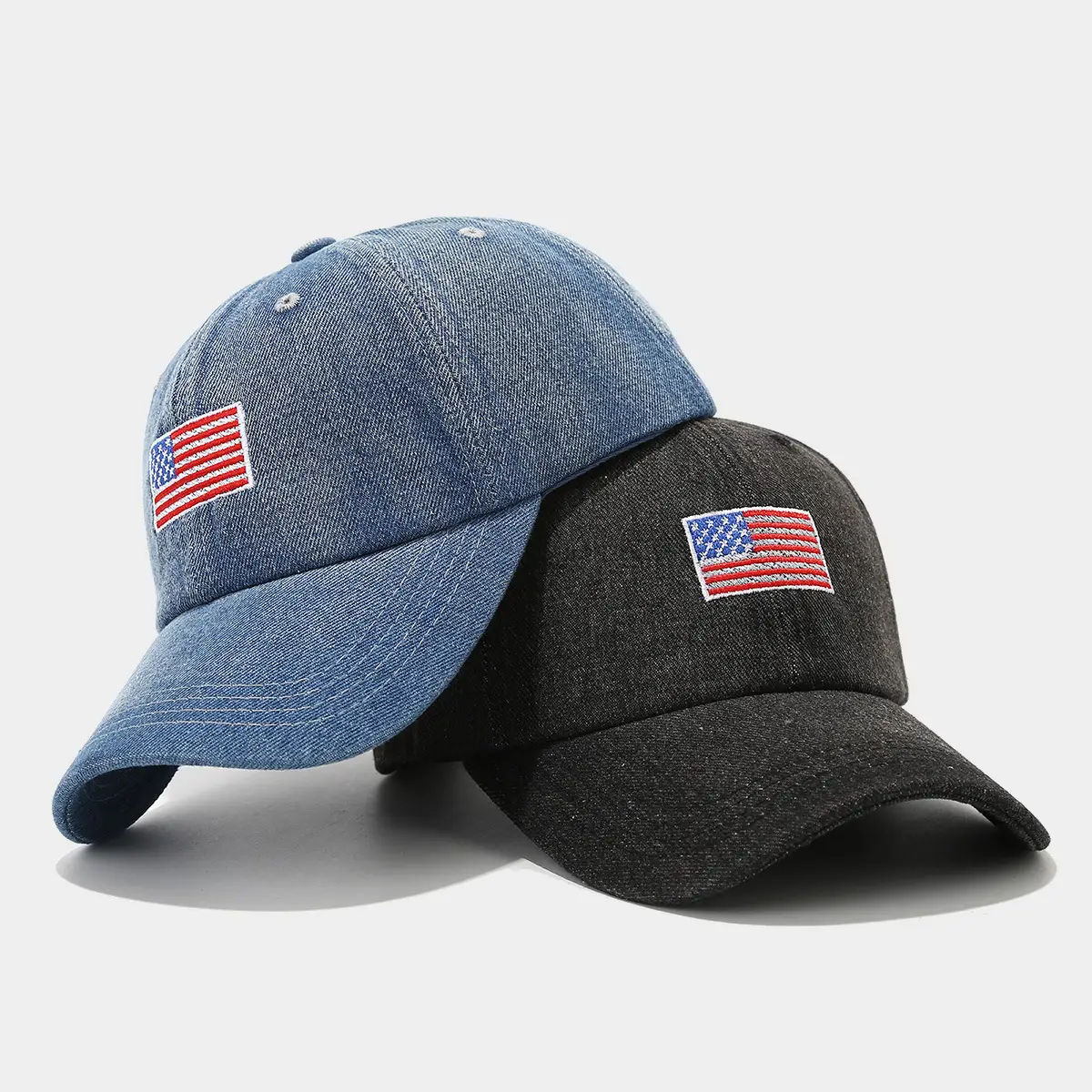 American Flag Embroidered Denim Cap Retro Hip Hop Sunshade - Image 6