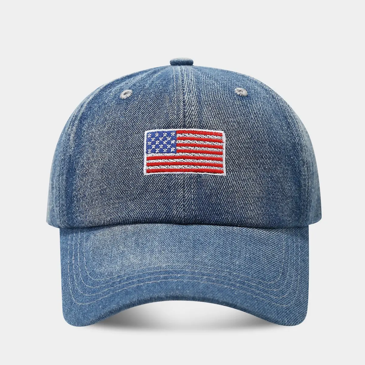 American Flag Embroidered Denim Cap Retro Hip Hop Sunshade - Image 3