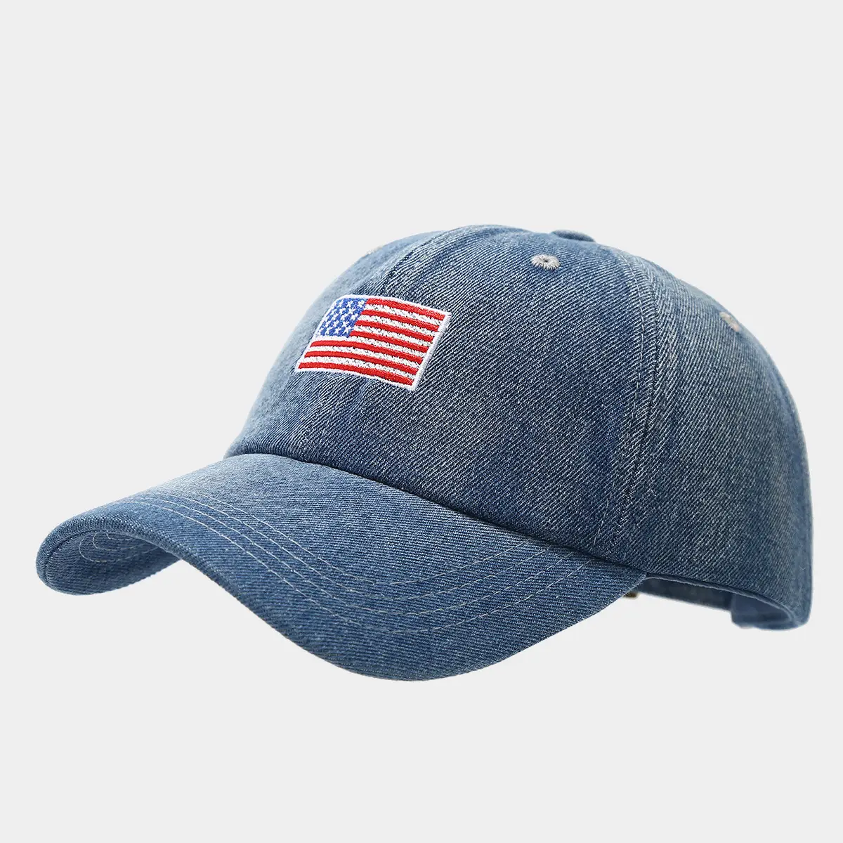 American Flag Embroidered Denim Cap Retro Hip Hop Sunshade — feature 7