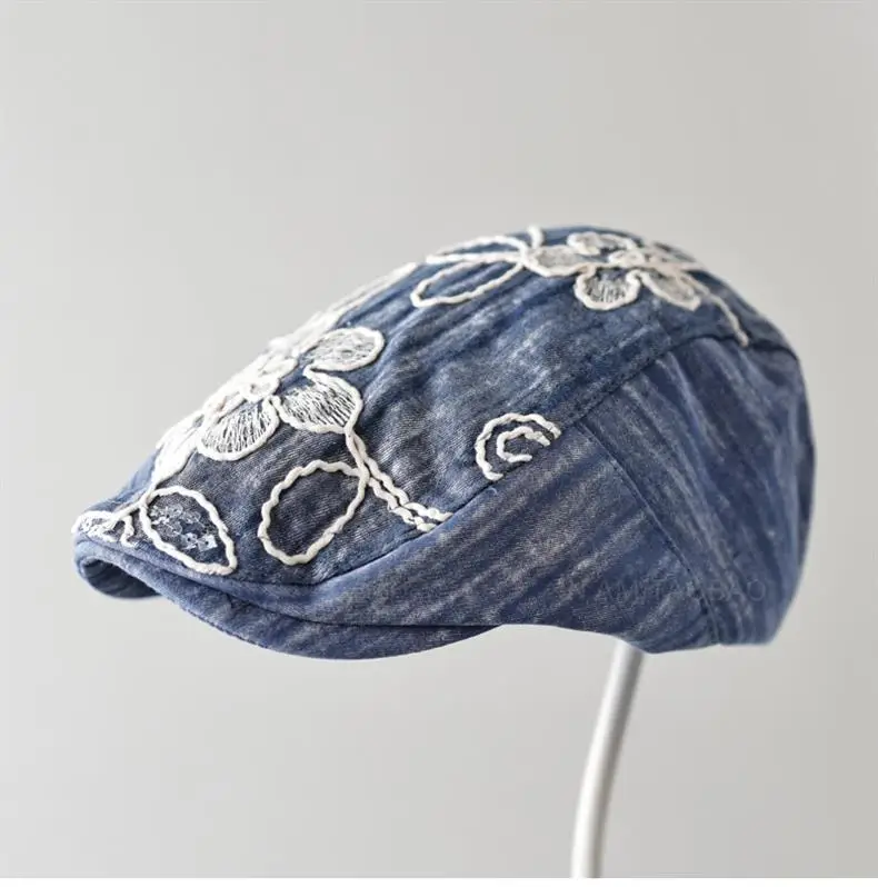 Japanese Style Sunshade Cap with Embroidered Denim — feature 2