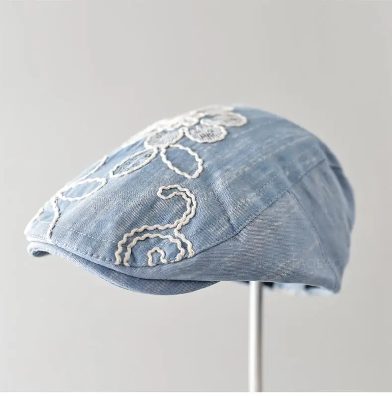 Japanese Style Sunshade Cap with Embroidered Denim — feature 3