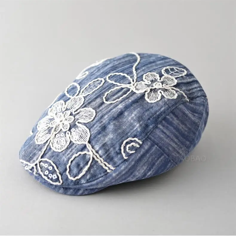 Japanese Style Sunshade Cap with Embroidered Denim — feature 4