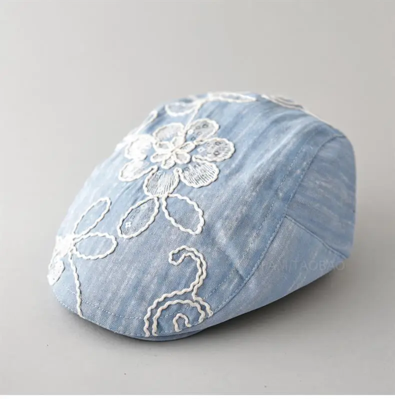 Japanese Style Sunshade Cap with Embroidered Denim — feature 5