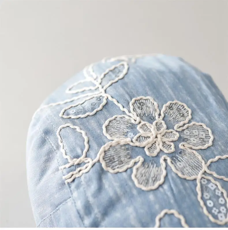 Japanese Style Sunshade Cap with Embroidered Denim — feature 8
