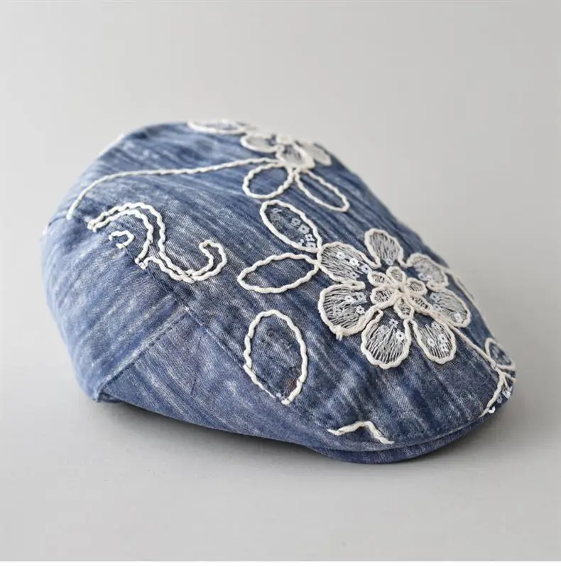Japanese Style Sunshade Cap with Embroidered Denim — feature 9