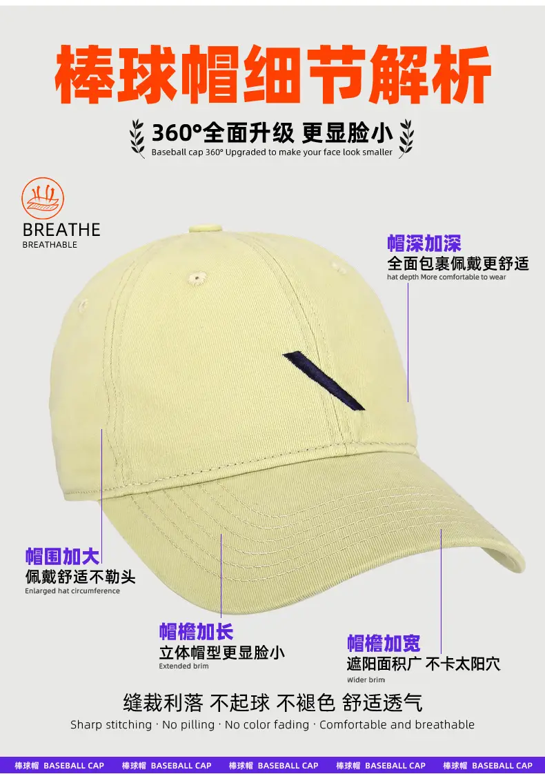 Pure Cotton Embroidered Baseball Cap Cross-Border — feature 12