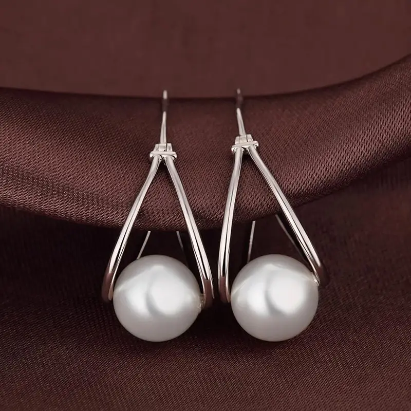 Electroplated Pearl Earrings for Women, Simple Design - Image 2