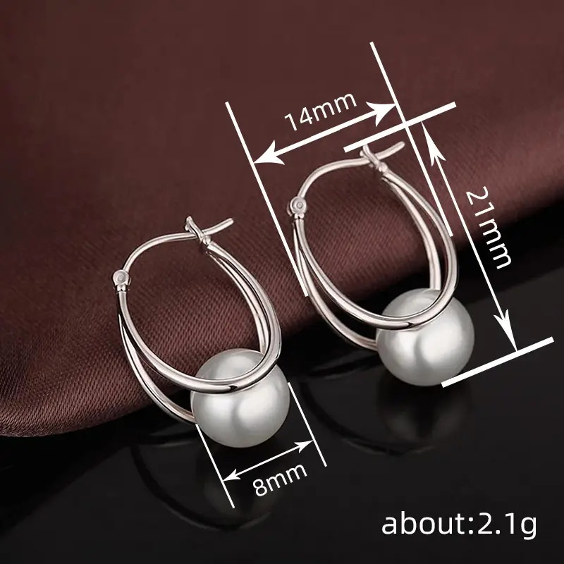 Electroplated Pearl Earrings for Women, Simple Design - Image 4